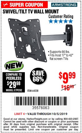 Save $7 on a Swivel / Tilt TV Wall Mount