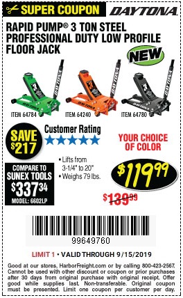 Save $217 on a 3-Ton Steel Floor Jack