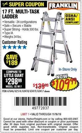 Buy the Franklin Multi-Task Work Ladder for $109.99 through November 16, 2019