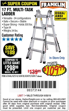 $109.99 for the Franklin Multi Task Ladder