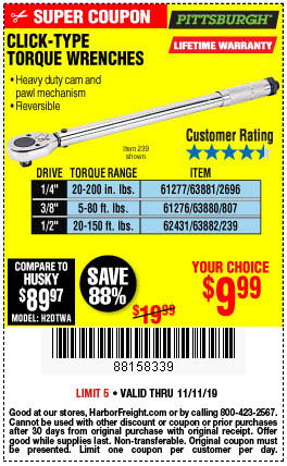 1/2 in. Drive Click Type Torque Wrench