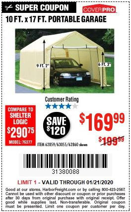 Buy the Coverpro Portable Garage for $169.99 through January 21, 2020