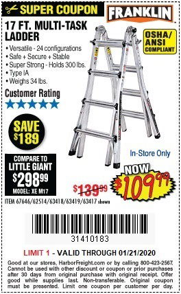 Buy the Franklin 17 Ft. Multi-Task Ladder for $109.99