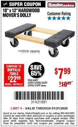 Buy the Haul-Master Hardwood Mover’s Dolly for $7.99