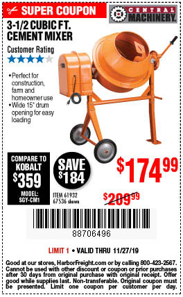 3-1/2 Cubic Ft. Cement Mixer