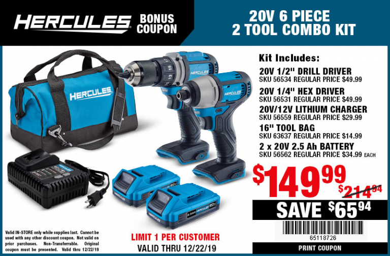 Hercules 2 Tool Combo Kit - Harbor Freight Tools