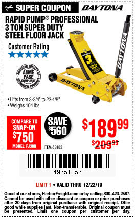 3 Ton Low Profile Super Duty Rapid Pump® Floor Jack