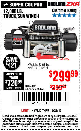 ZXR 12000 lb. Truck/SUV Winch