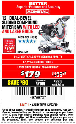 12 in. Dual-Bevel Sliding Compound Miter Saw with LED & Laser Guide