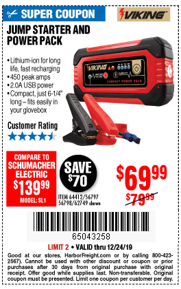 Lithium Ion Jump Starter and Power Pack