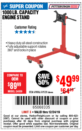 1000 lb. Capacity Engine Stand