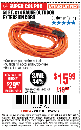 50 ft. x 14 Gauge Indoor/Outdoor Extension Cord