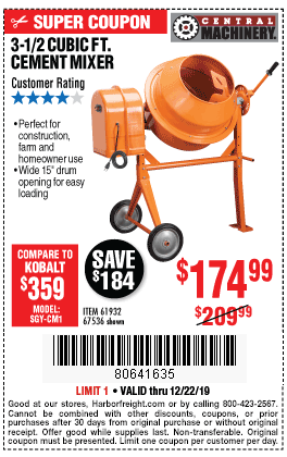 3-1/2 Cubic Ft. Cement Mixer