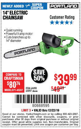 9 Amp 14 in. Electric Chainsaw