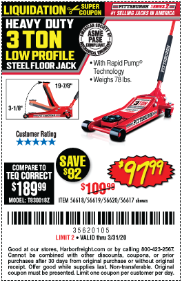 3 Ton Low Profile Rapid Pump® Floor Jack