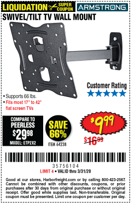 17 in. to 42 in. Swivel/Tilt TV Wall Mount - Small TV