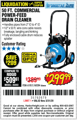 50 ft. Commercial Power-Feed Drain Cleaner with GFCI