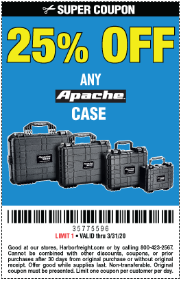 25% off Any Apache Brand Case