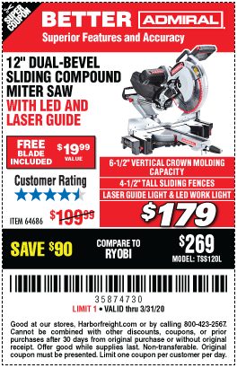 12 in. Dual-Bevel Sliding Compound Miter Saw with LED & Laser Guide