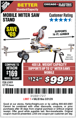 Heavy Duty Mobile Miter Saw Stand