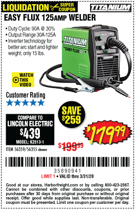 Titanium Easy-Flux 125 Amp Welder