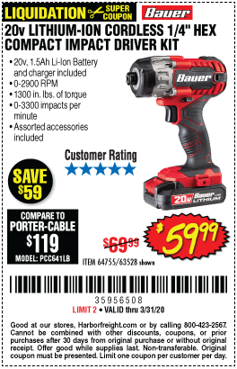 20V Hypermax™ Lithium-Ion Cordless Hex Compact Impact Driver Kit with 1.5 Ah Battery, Rapid Charger, and Bag