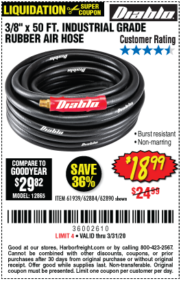 3/8 in. x 50 ft. Rubber Air Hose