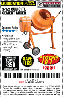 3-1/2 Cubic Ft. Cement Mixer