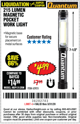 215 Lumen Magnetic Pocket Work Light