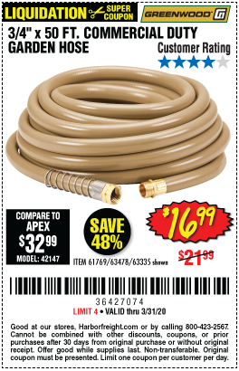 3/4 in. x 50 ft. Commercial Duty Garden Hose