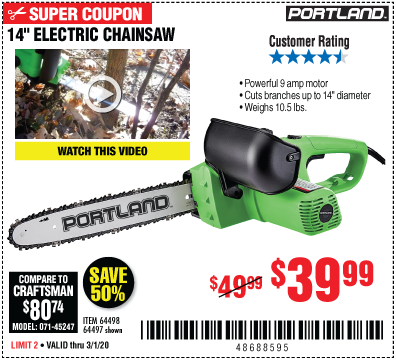 9 Amp 14 in. Corded Electric Chainsaw