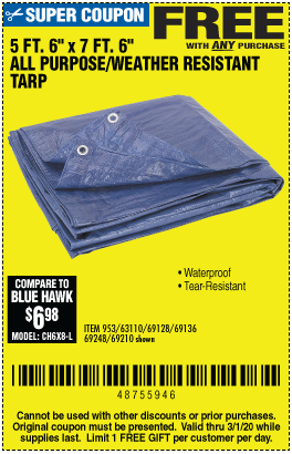 5 ft. 6 in. x 7 ft. 6 in. Blue All Purpose/Weather Resistant Tarp