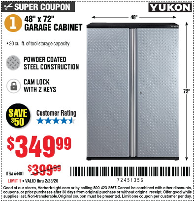 48 In. x 72 In. Garage Cabinet