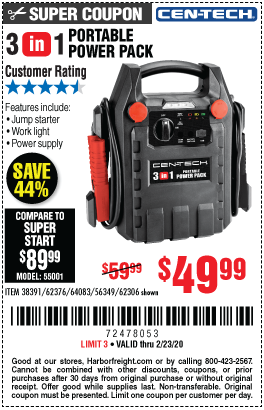 3-in-1 Power Pack with Jump Starter