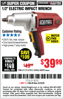 1/2 in. Heavy Duty Electric Impact Wrench