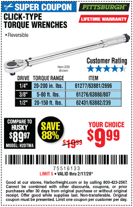 1/4 in. Drive Click Type Torque Wrench