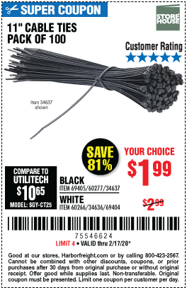 11 in. Black Cable Ties 100 Pk.