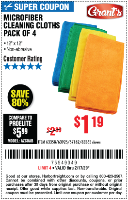 Microfiber Cleaning Cloth 12 in. x 12 in., 4 Pk.