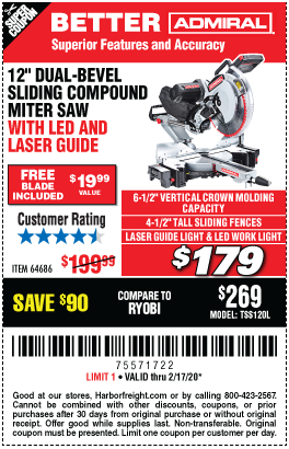 12 in. Dual-Bevel Sliding Compound Miter Saw with LED & Laser Guide