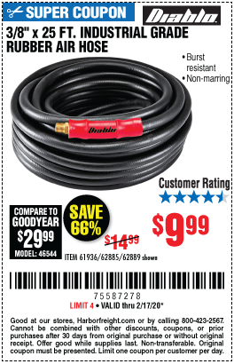 3/8 in. x 25 ft. Premium Rubber Air Hose