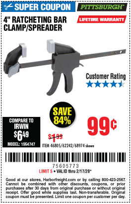 4 in. Ratcheting Bar Clamp/Spreader