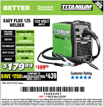 Titanium Easy-Flux 125 Amp Welder