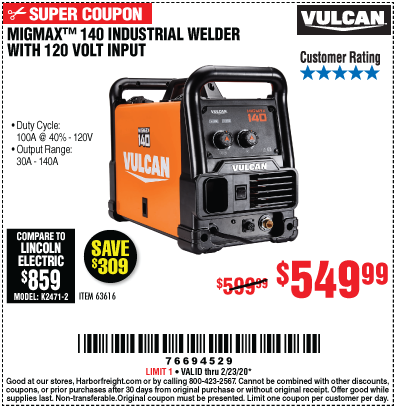 MIGMax™ 140 Industrial Welder with 120 Volt Input