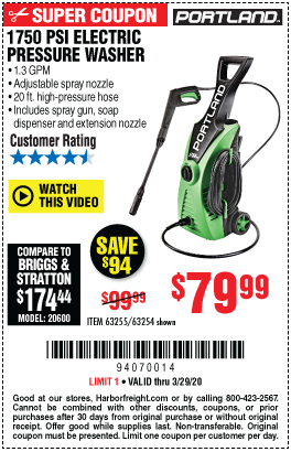 1750 PSI 1.3 GPM Corded Electric Pressure Washer