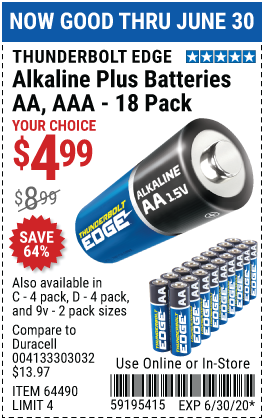 AAA Alkaline Batteries, 18 Pk.