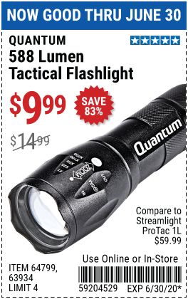 588 Lumen Tactical Flashlight