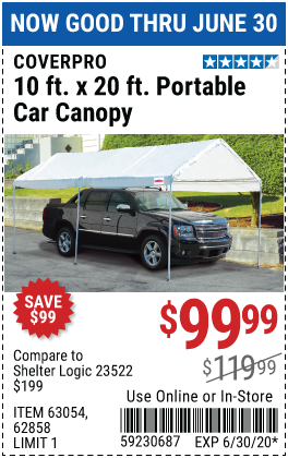 10 ft. x 20 ft. Portable Car Canopy