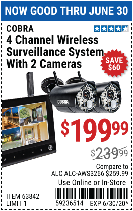 4 Channel Wireless Surveillance System with 2 Cameras