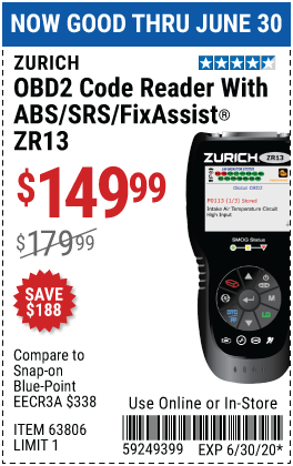 ZR13 OBD2 Code Reader with ABS/SRS/FixAssist®