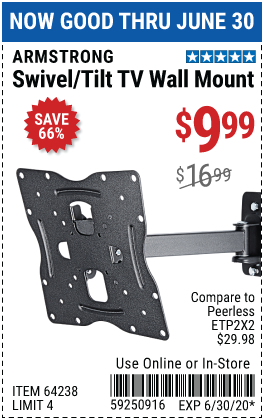 17 in. to 42 in. Swivel/Tilt TV Wall Mount - Small TV